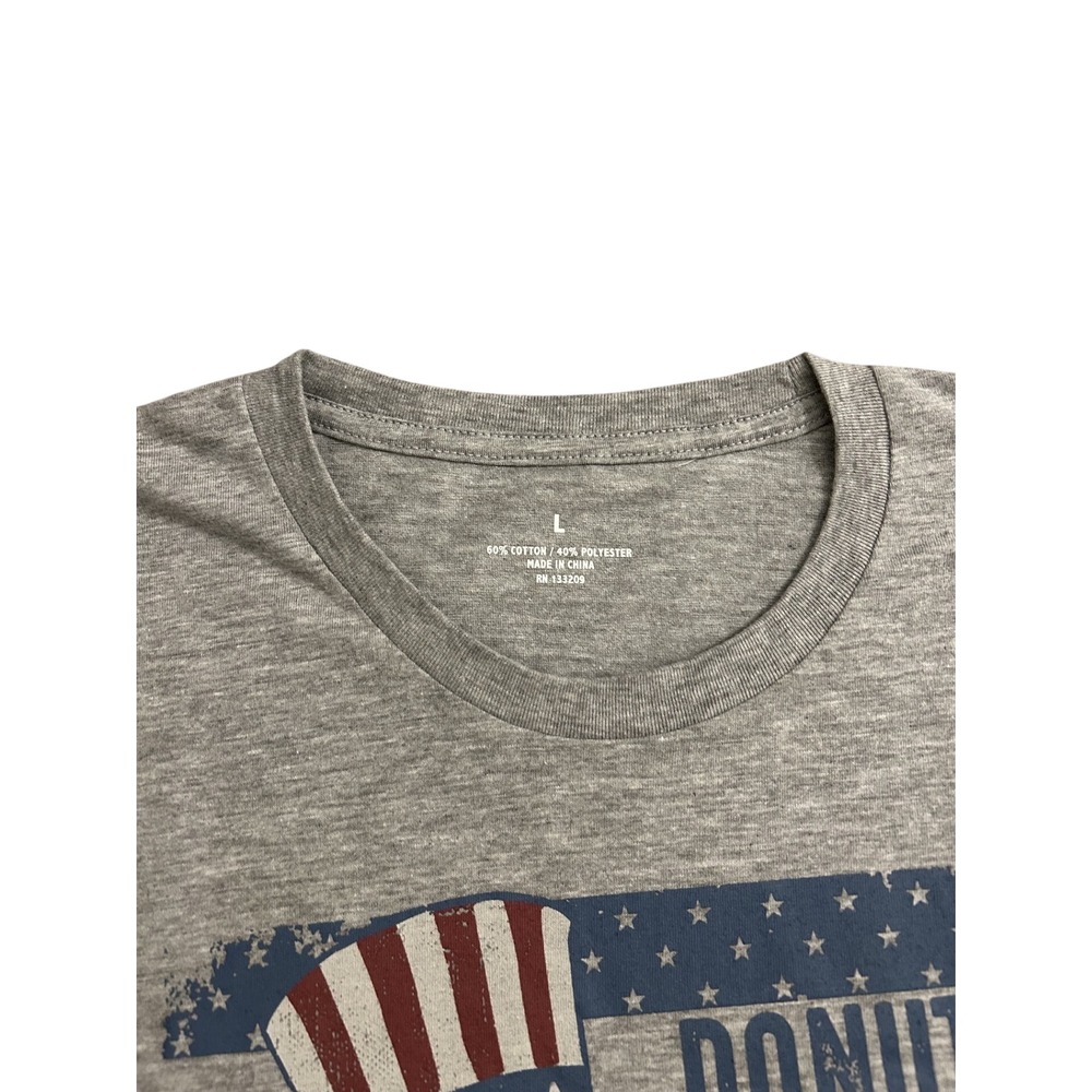Graphic Tee Women L Gray Excellent Donut Touch My Freedom Uncle Sam NWT - Picture 4 of 7